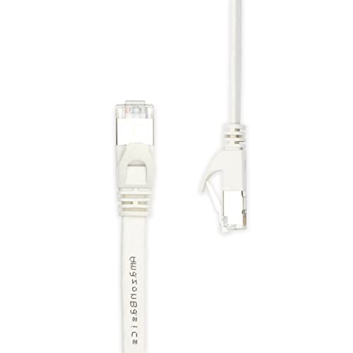 AMAZON BASICS RJ45 ETHERNET PATCH CABLE, FLAT, SNAGLESS, 30 FOOT - WHITE - Brand New