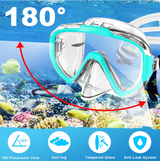 Zipoute Snorkel M61019 Dry Top Snorkeling Gear for Adults Green Like New