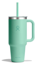 HYDRO FLASK TUMBLER WITH HANDLE CLEAR LID STRAW STAINLESS STEEL -MERMAID GREEN - Like New