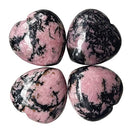 Fekuar 4Pcs Natural Rhodonite Crystal Heart Pocket Stone, Palm Love Healing - Brand New
