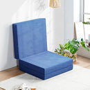 OLEESLEEP TRI-FOLDING MEMORY FOAM TOPPER 4 INCH GEL FOLDING CAMPING - BLUE - Like New