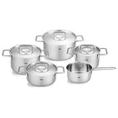 Fissler Pure Stainless Steel 9 Piece Cookware Set Metal Lids - Silver - Brand New