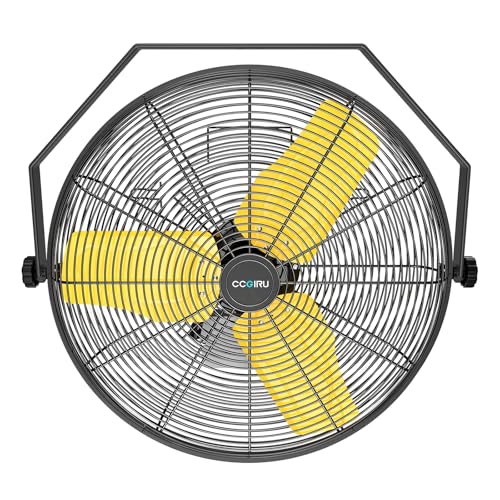 CCGIRU 9200 CFM 24" INDUSTRIAL WALL MOUNT FANS, HIGH VELOCITY 2-SPEED - YELLOW - Brand New