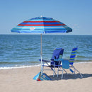 RIO BRANDS 6.5' TILT PORTABLE BEACH UMBRELLA INTEGRATED SAND - BLUE/RED/WHITE - Like New