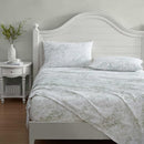 LAURA ASHLEY TWIN SIZE SHEET SET FITTED SHEET PILLOW CASE TOILE DELIGHT GREEN - Like New