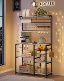 VASAGLE BAKERS RACK WITH MAGNETIC KNIFE HOLDER, WIRE BASKET - GREIGE/BLACK - Like New