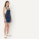 AMAZON ESSENTIALS WOMEN DENIM SHORT OVERALL DARK WASH M - Brand New