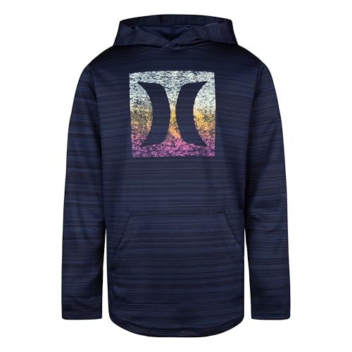 HURLEY BOYS' LONG SLEEVE HOODED T-SHIRT SIZE: YOUTH M - OBSIDIAN HEATHER - Brand New