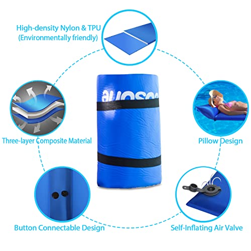 COSONE SELF-INFLATING POOL FLOATS WITH HEADREST MATTRESS LOUGE - BLUE - M - Like New