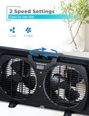 BLACK+DECKER 9" DUAL WINDOW FAN WITH 2 SPEED SETTINGS, BFW9MB, BLACK - BLACK - Like New