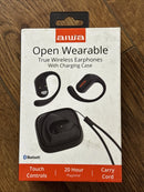AIWA OPEN WEARABLE TRUE WIRELESS EARPHONES WITH CHARGING CASE - BLACK - Like New