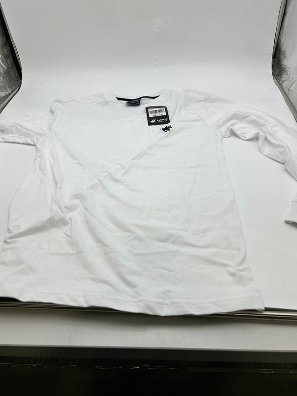 PACIFIC POLO MEN'S PACIFIC POLO CLUB 100% COTTON LONG SLEEVE T-SHIRT - S - WHITE - Brand New