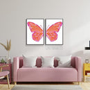 YAASILINAGE 2 PIECE SPLIT TRENDY PREPPY BUTTERFLY CANVAS WALL ART- PINK/ORANGE - Like New