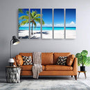 S03958 Large Canvas Wall Art Summer Ocean Waves Coconut Trees 12x32 x5pcs - Brand New