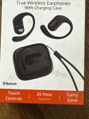 AIWA OPEN WEARABLE TRUE WIRELESS EARPHONES WITH CHARGING CASE - BLACK - Like New