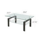 SMARTIK Glass Coffee Table Rectangle 2-Tier Tea Tables B0C9P7GHWX - Clear Top - Brand New