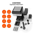 CHEFMAN 6-In-1 Espresso Machine with Built-In Milk Frother, 15-BARPUMP, Silver - Like New