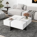 BITUMAN MODERN SQUARE COFFEE TABLE EXTENDABLE SLIDING TABLETOP WF305182AAK WHITE - Like New
