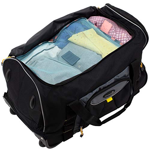 TRAVELERS CLUB SIERRA MADRE 21" ROLLING DUFFEL BAG - BLACK/GRAY - Brand New