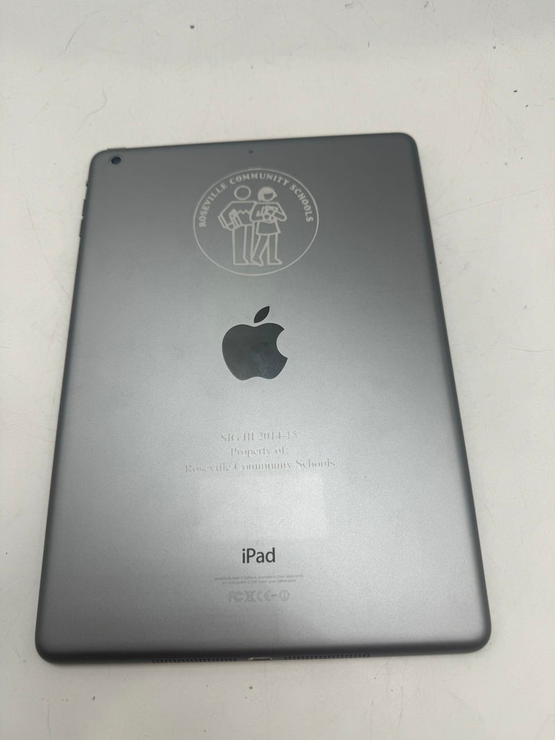 APPLE IPAD AIR 9.7" 16GB WIFI ONLY MD785LL/A - SPACE GRAY (Engraved) - Like New