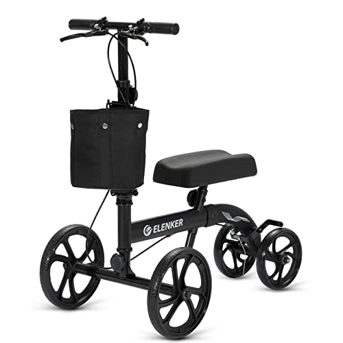 ELENKER BEST VALUE KNEE WALKER 10" FRONT WHEELS STEERABLE MEDICAL SCOOTER BLACK - Like New