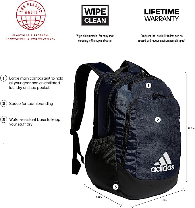 5152842 Adidas Defender Sports Backpack Team Navy Blue One Size New