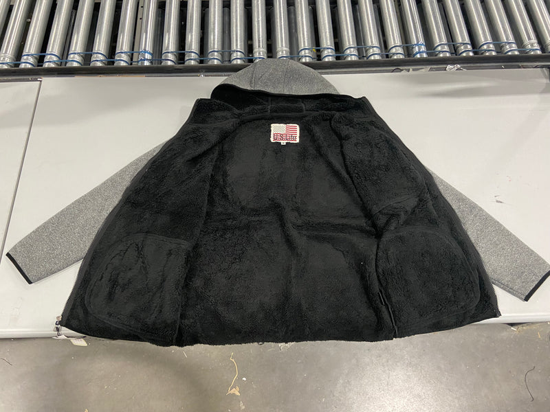 U.S. LIFE LINED FULL ZIP HOODED JACKET, HEATHER GRAY, MEDIUM, 732502 - Brand New