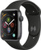 APPLE WATCH SERIES 4 GPS 44MM SPACE GREY ALUMINUM CASE BLACK BAND MU6D2LL/A Like New