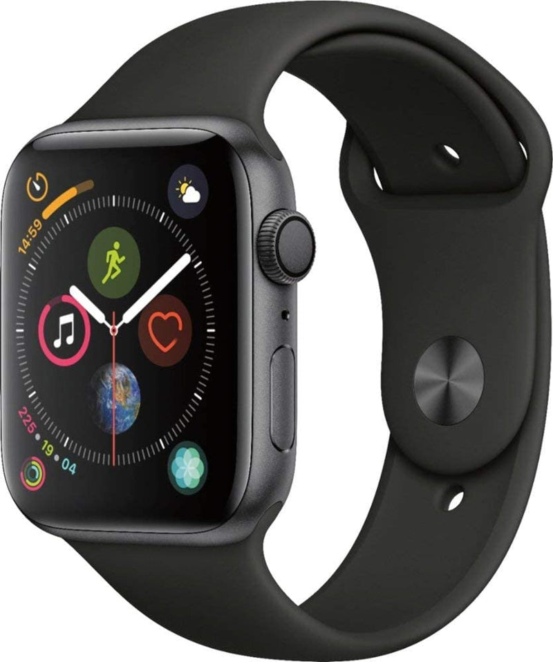 APPLE WATCH SERIES 4 GPS 44MM SPACE GREY ALUMINUM CASE BLACK BAND MU6D2LL/A - Like New