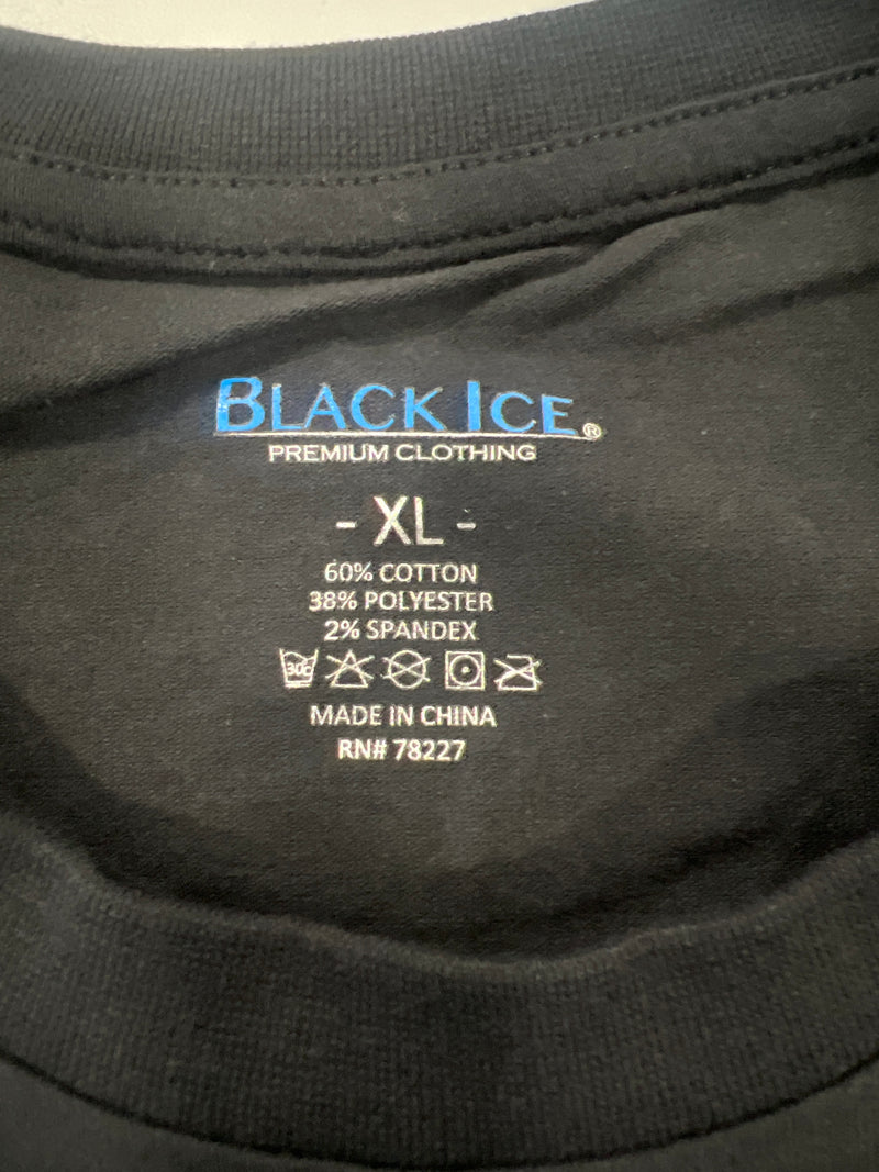 BLACK ICE PLAIN SHORT SLEEVE T-SHIRT - SIZE: MEN XL - BLACK - Brand New