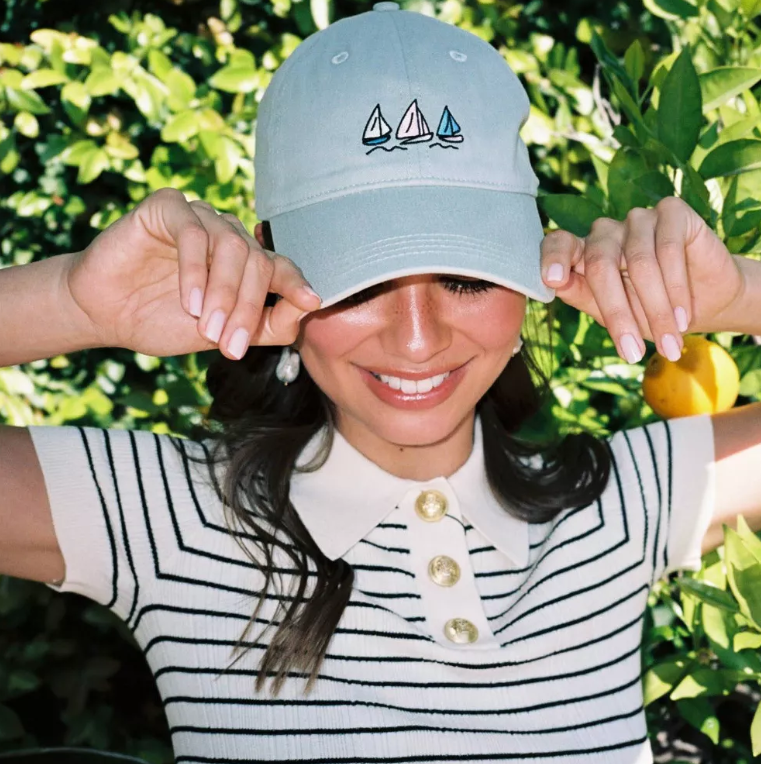 Sail Boats Hat Frasier Sterling Mint: Adjustable Cotton Baseball Cap - One Size - Brand New
