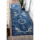 NULOOM TRADITIONAL MEDALLION VERONA AREA RUG SIZE 2.6 X 10 - DARK BLUE - Brand New