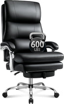 JUXFORT BIG AND TALL OFFICE CHAIR WITH FOOT REST (BLACK) - Scratch & Dent