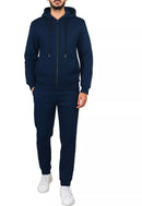 BLU ROCK MEN'S FULL-ZIP HOODIE JOGGER SWEATPANTS 2-PIECE SIZE: MEN L - NAVY - Brand New