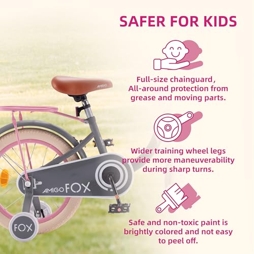 ROYALBABY KIDS BIKE 14INCH CHILDREN BICYCLE WITH BASKET AMIGO/GRAY - Brand New