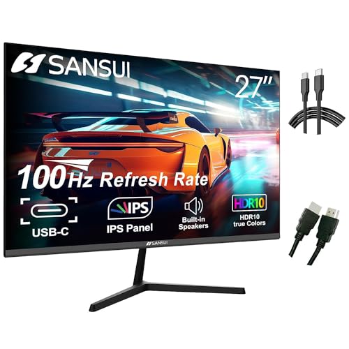 SANSUI 27 INCH MONITOR IPS USB TYPE-C 100 HZ FHD 1080P HDR10 ES-27X3 - BLACK - Like New