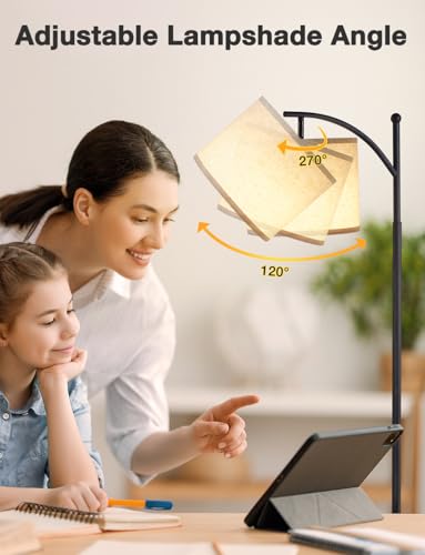 AMBIMALL 60" FLOOR 3s AREAS STANDING LAMP, 9W BULB, FLABMO8P - BLACK/BEIGE - Like New