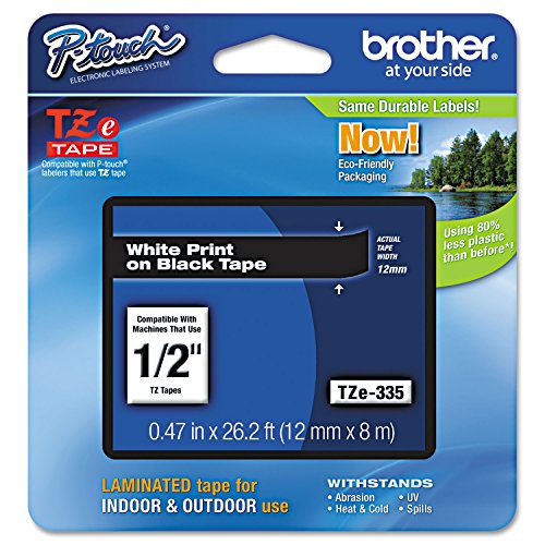Brother Genuine P-touch TZE-335 Label Tape, 1/2" (0.47") Standard Laminated - Brand New