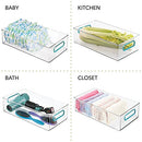 mDesign Plastic Stackable Home Office Storage Bin 2 Pack - Clear/Blue - Brand New