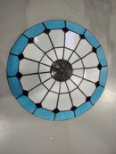 GENERIC STAINED GLASS CEILING LIGHT, 16IN - BLUE/WHITE - Like New