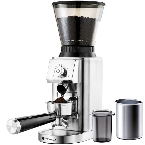 TESSLUX CONICAL BURR COFFEE GRINDER ELECTRIC TXCG-2503 - SLIVER - Like New