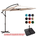 SERWALL 10ft Patio Offset Umbrella With Crank & Cross Base,B08R5743B4 - Beige - Brand New