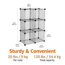 AMAZON BASICS CUBE WIRE GRID STACKABLE STORAGE SHELVES, 6-CUBE - BLACK - Like New