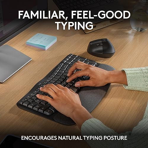 Logitech Wave Keys Wireless Ergonomic Keyboard with Cushioned Palm Rest - Like New