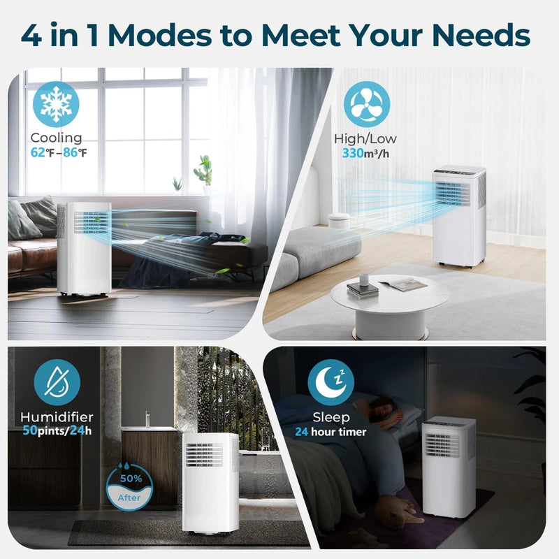 COWSAR PORTABLE AIR CONDITIONERS, 8,000 BTU WITH REMOTE CONTROL - WHITE - Like New