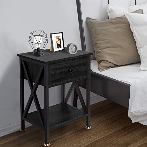 GOOD & GRACIOUS Multi-Function Nightstands, Small Narrow End Table with Drawer - Like New