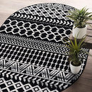 CAMILSON Boho Moroccan Black and White Oval Rug Geometric Diamond 5x7 Area - Brand New