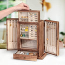 Pinzoveco Jewelry Box Huge Rustic Wooden Organizers Window B09W37DYLN - Brown - Brand New