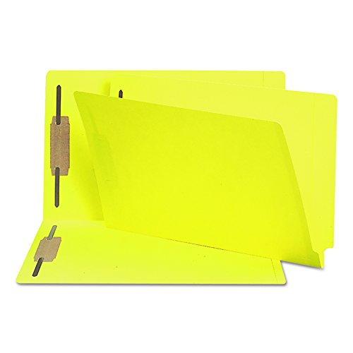 SMEAD END TAB FASTENER FILE FOLDER REINFORCED STRAIGHT-CUT, YELLOW, 50 PER BOX - Brand New