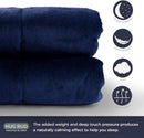 HUG BUD WEIGHTED BLANKET - 80"X87" - 35-LBS - QUEEN/KING SIZE BED - NAVY BLUE - Like New